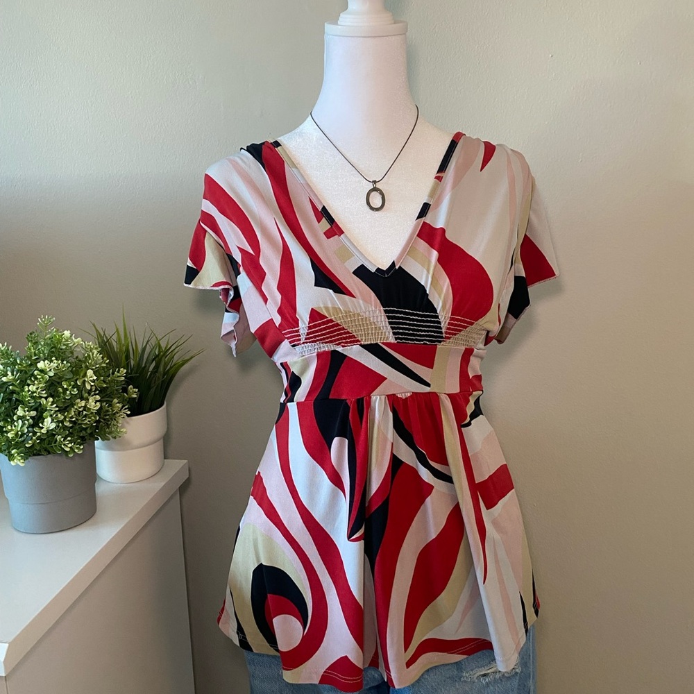 Y2K Love Tease Abstract Print Top